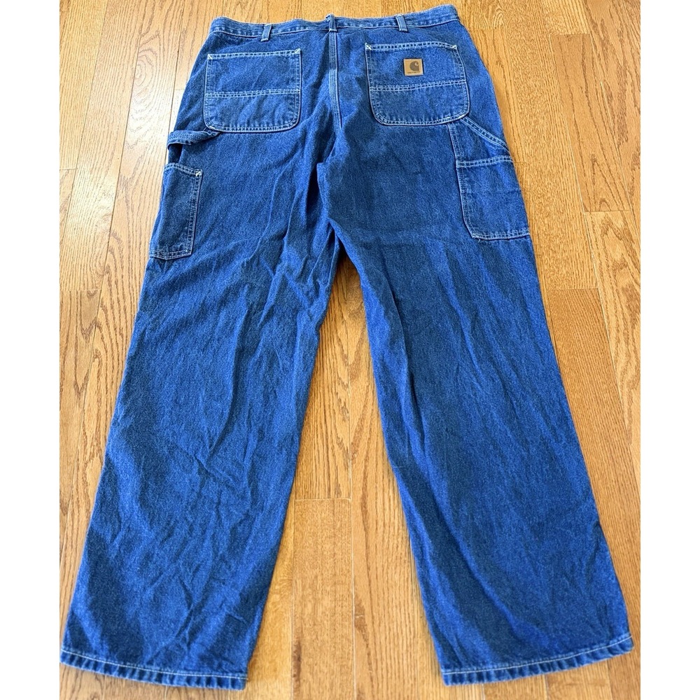 Carhartt B13-DST Men's Carpenter Jeans 38x30 Loose Fit Dark Blue 100% Cotton